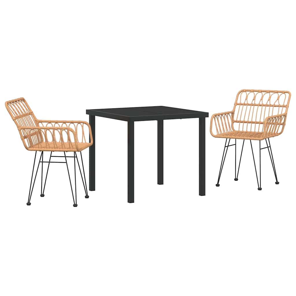 Ensemble de salle à manger pour jardin 3 pcs Marron - XIOS