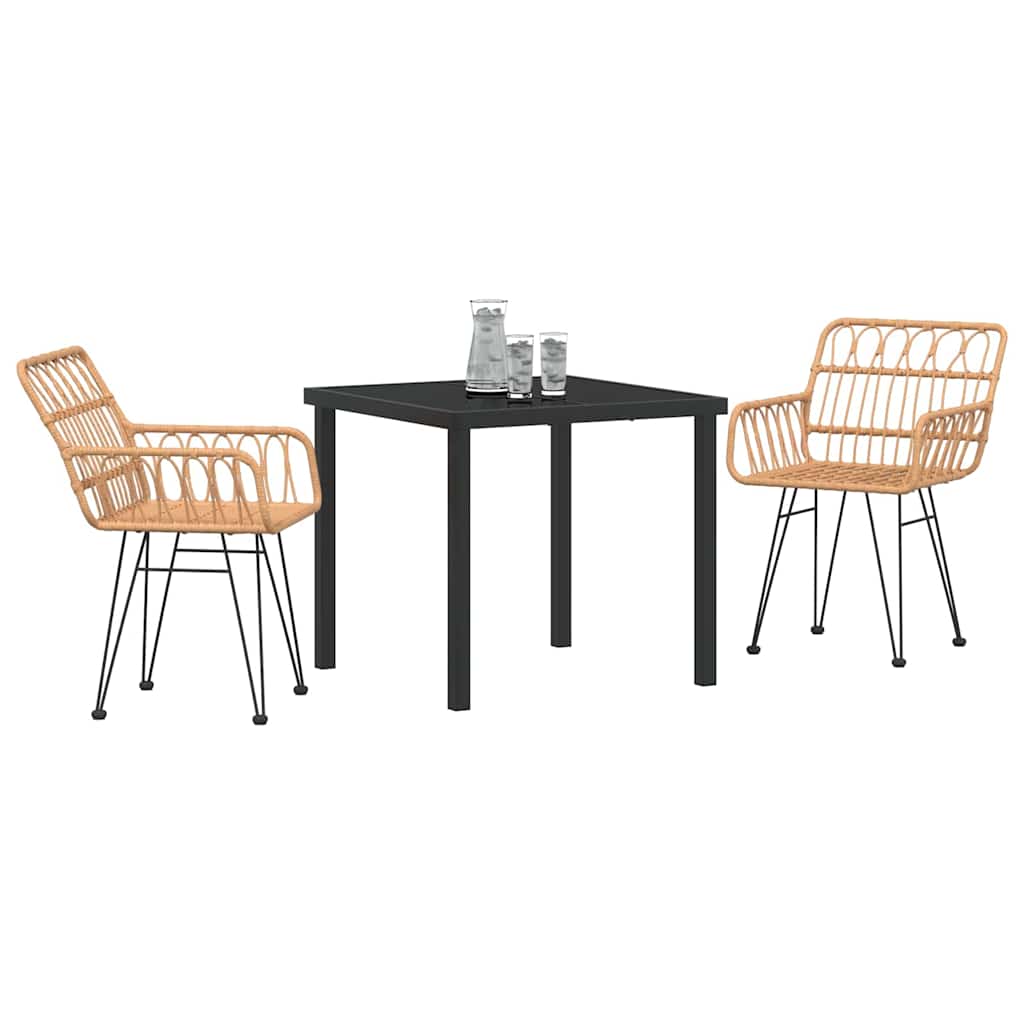 Ensemble de salle à manger pour jardin 3 pcs Marron - XIOS