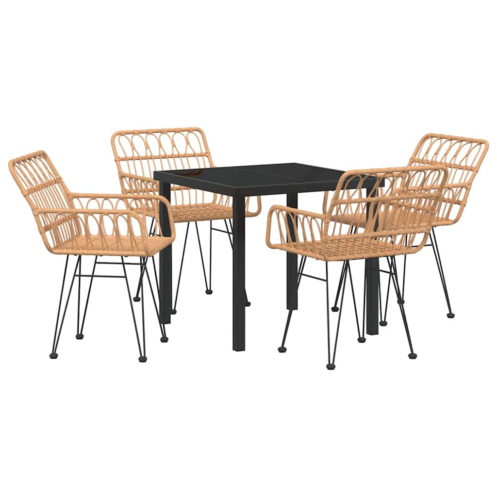 Ensemble de salle à manger pour jardin 5 pcs Marron - XIOS