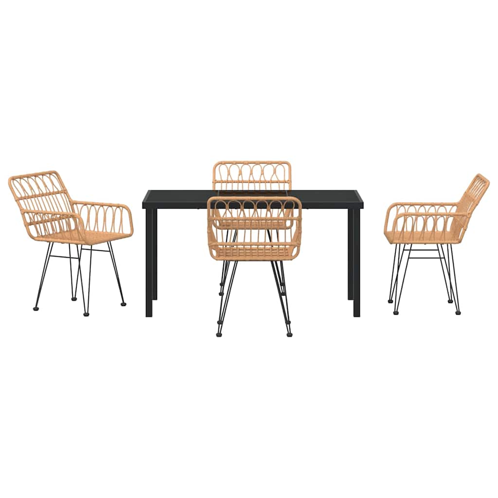 Ensemble de salle à manger pour jardin 5 pcs Marron - XIOS
