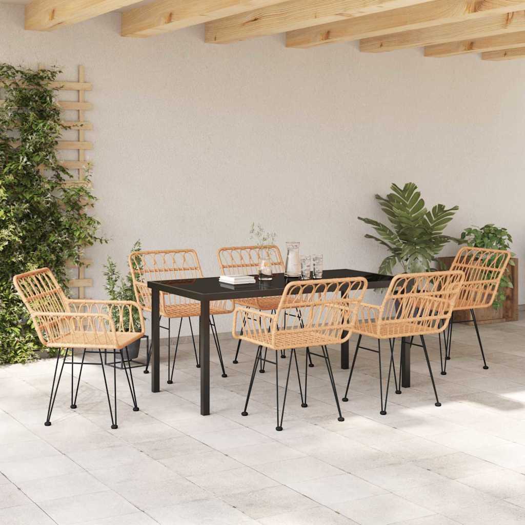 Ensemble de salle à manger pour jardin 7 pcs Marron - XIOS