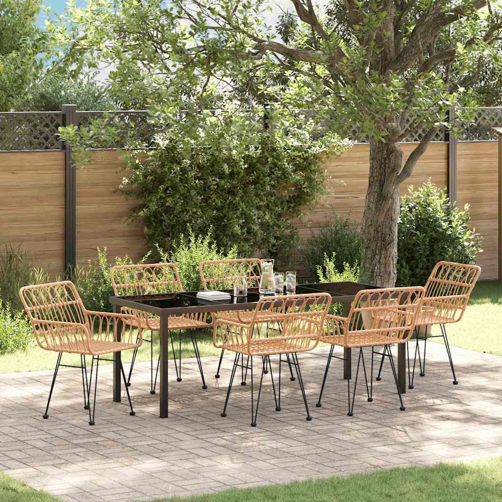 Ensemble de salle à manger pour jardin 7 pcs Marron - XIOS