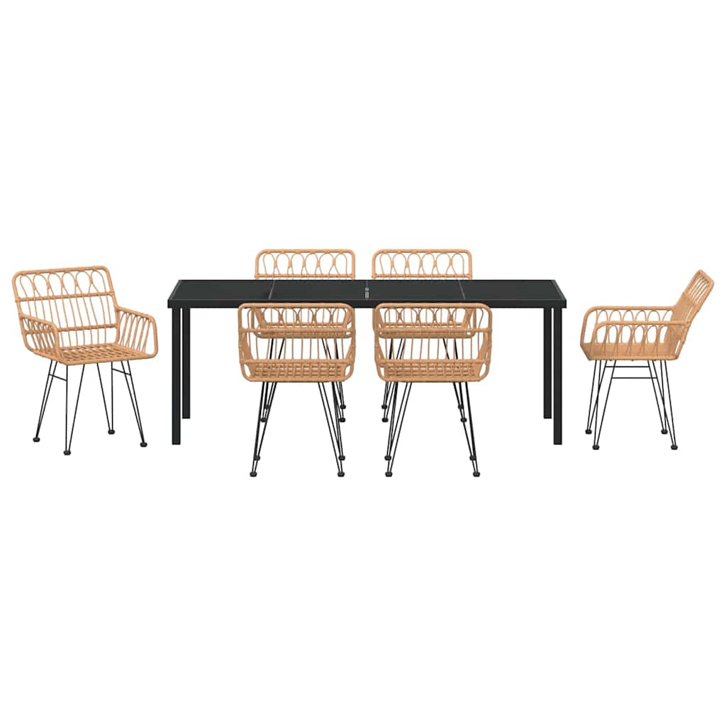 Ensemble de salle à manger pour jardin 7 pcs Marron - XIOS
