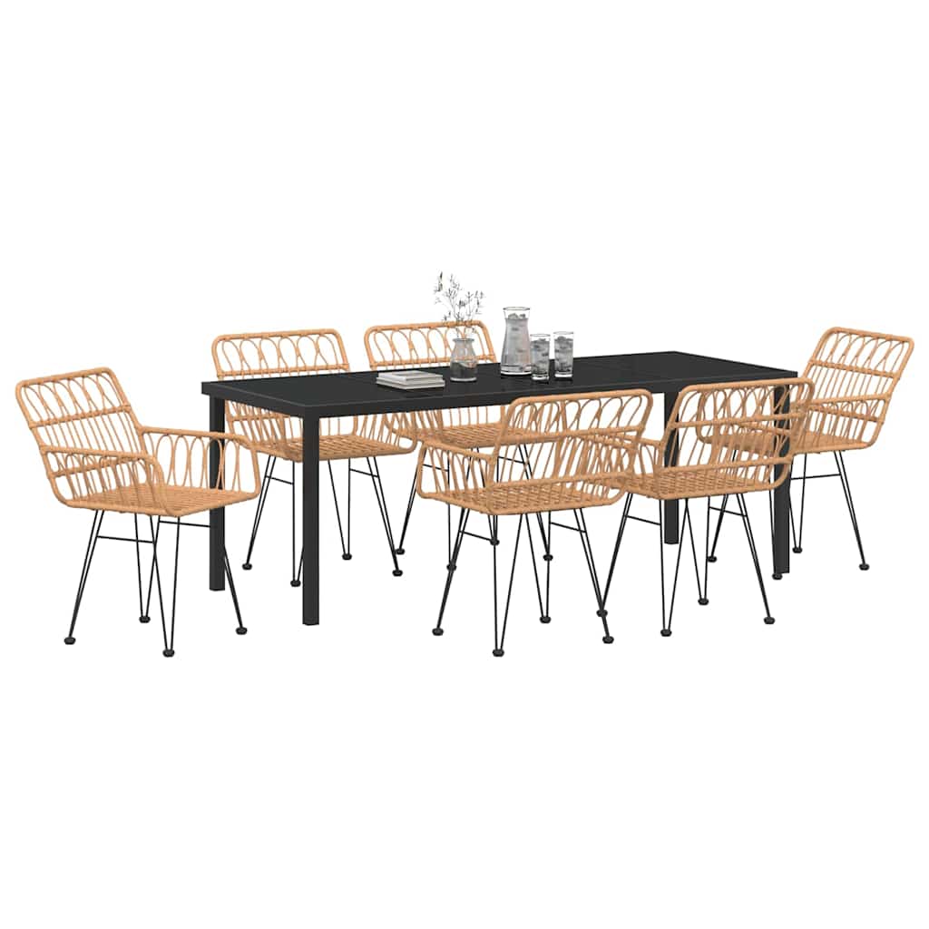 Ensemble de salle à manger pour jardin 7 pcs Marron - XIOS