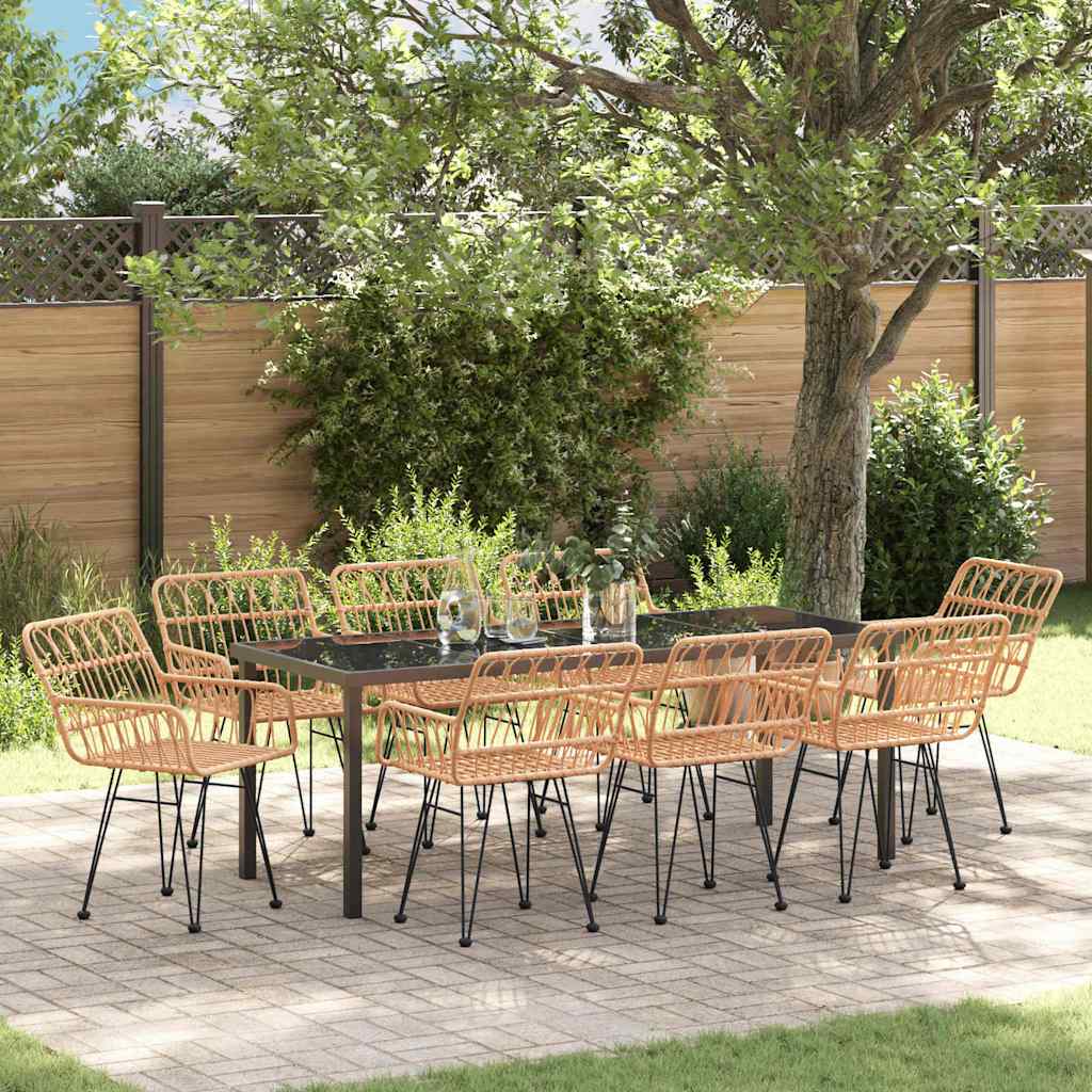 Ensemble de salle à manger pour jardin 9 pcs Marron - XIOS