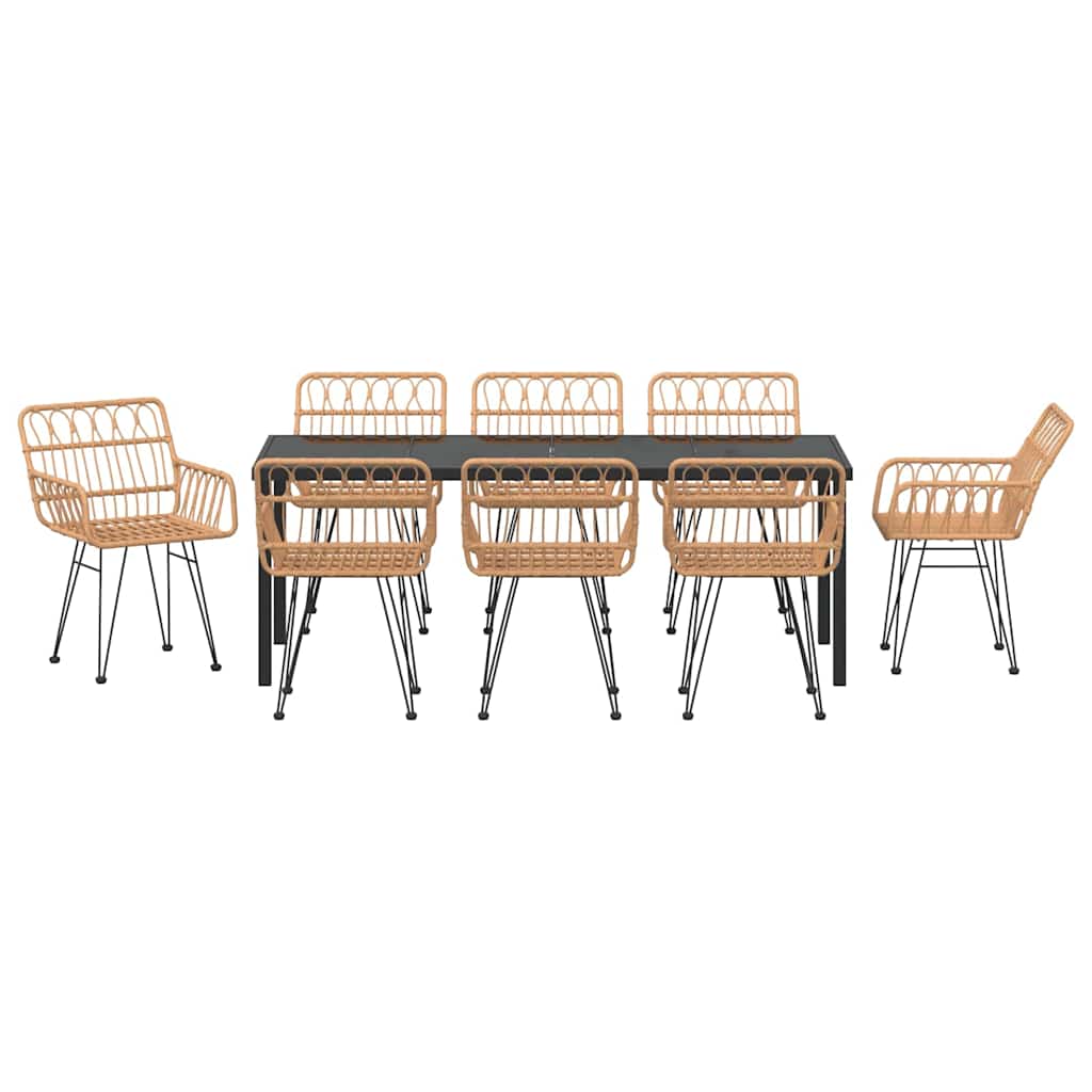 Ensemble de salle à manger pour jardin 9 pcs Marron - XIOS
