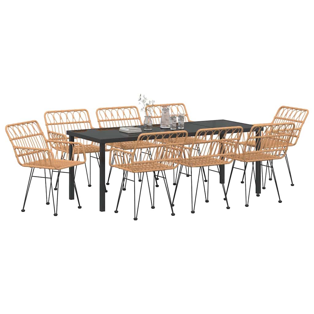 Ensemble de salle à manger pour jardin 9 pcs Marron - XIOS