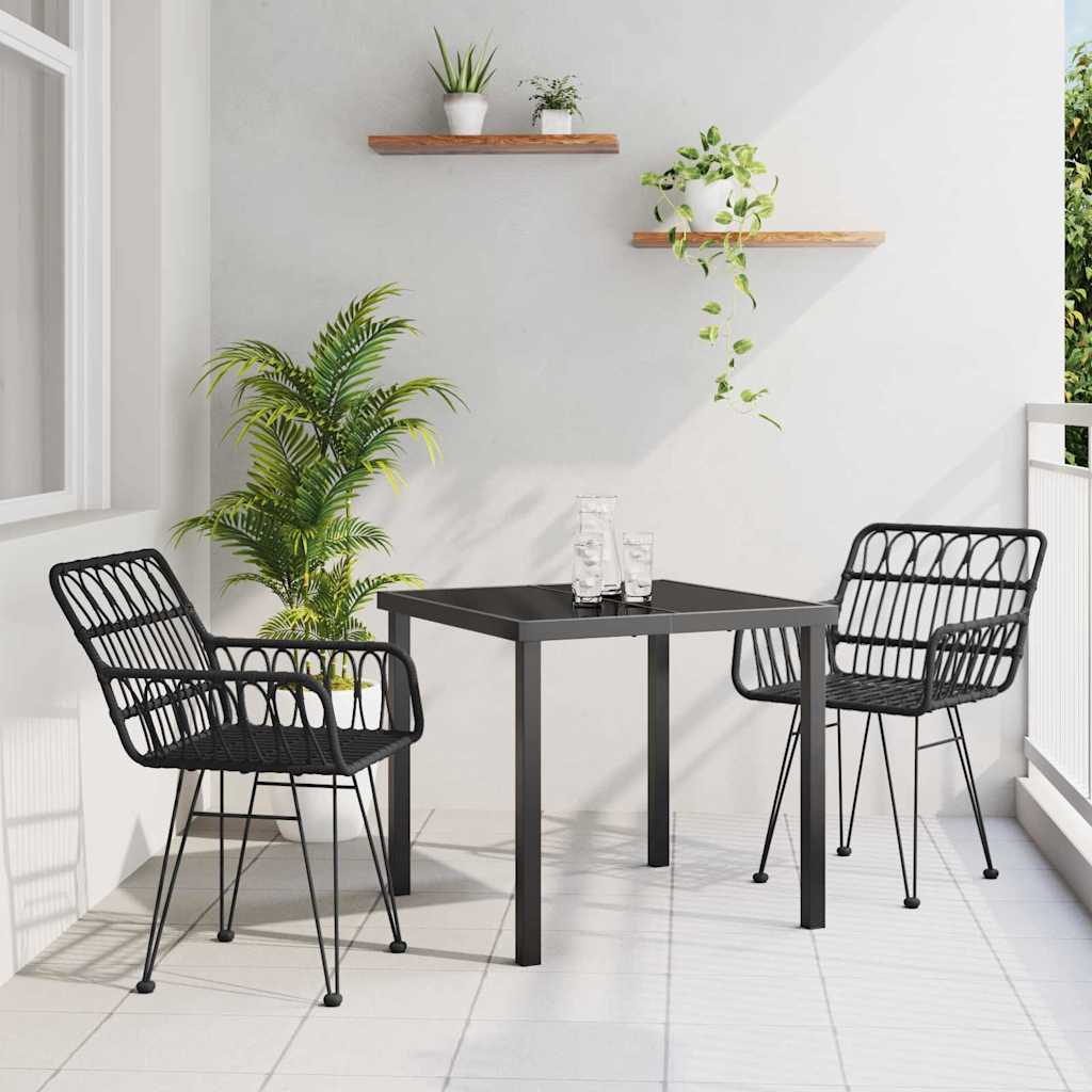 Ensemble de salle à manger pour jardin 3 pcs Noir - XIOS