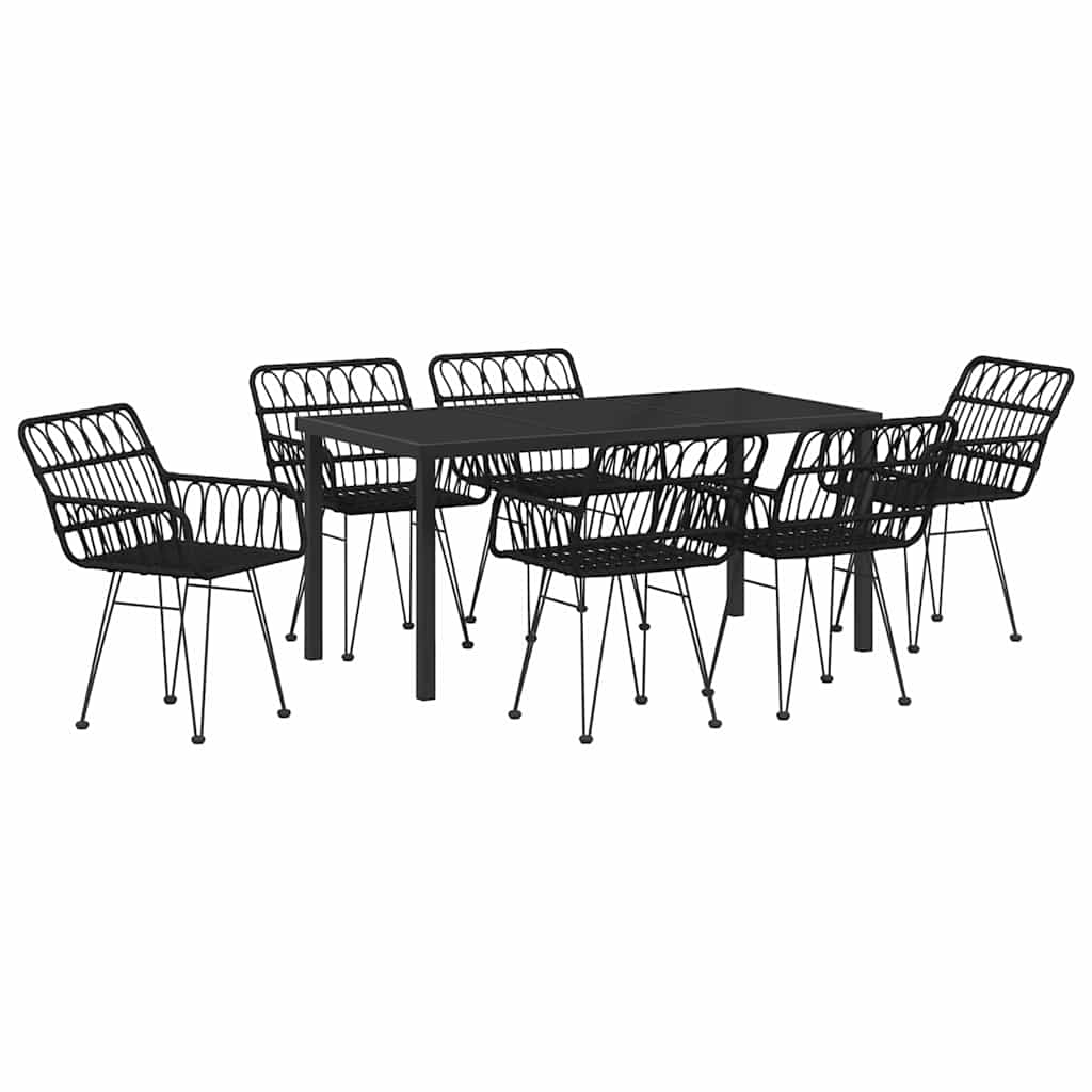 Ensemble de salle à manger pour jardin 7 pcs Noir - XIOS