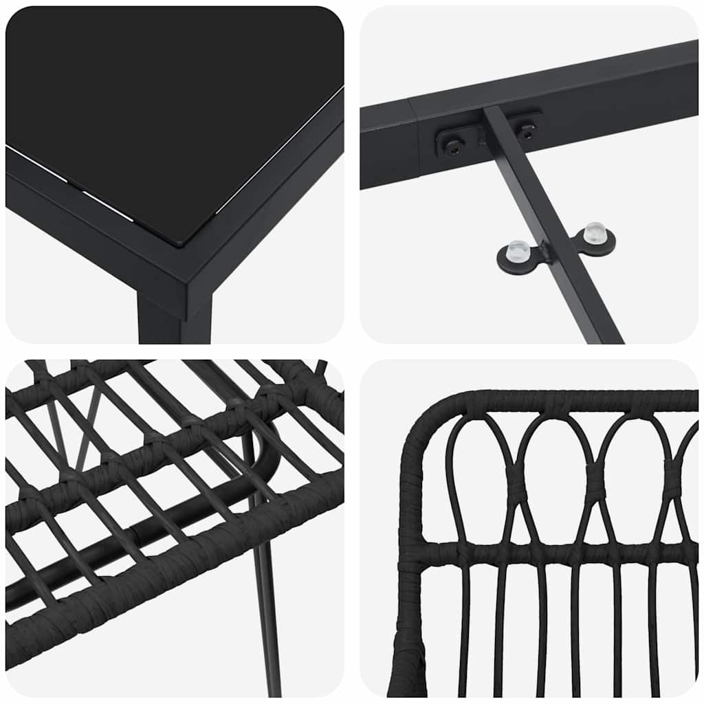 Ensemble de salle à manger pour jardin 9 pcs Noir - XIOS