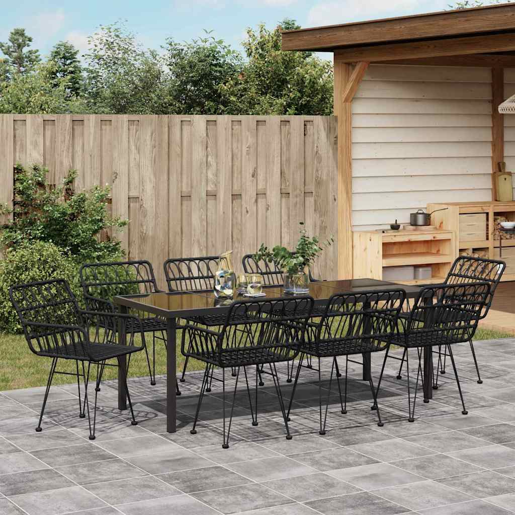 Ensemble de salle à manger pour jardin 9 pcs Noir - XIOS