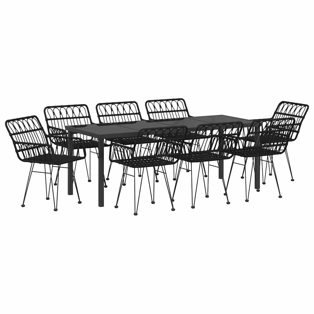 Ensemble de salle à manger pour jardin 9 pcs Noir - XIOS