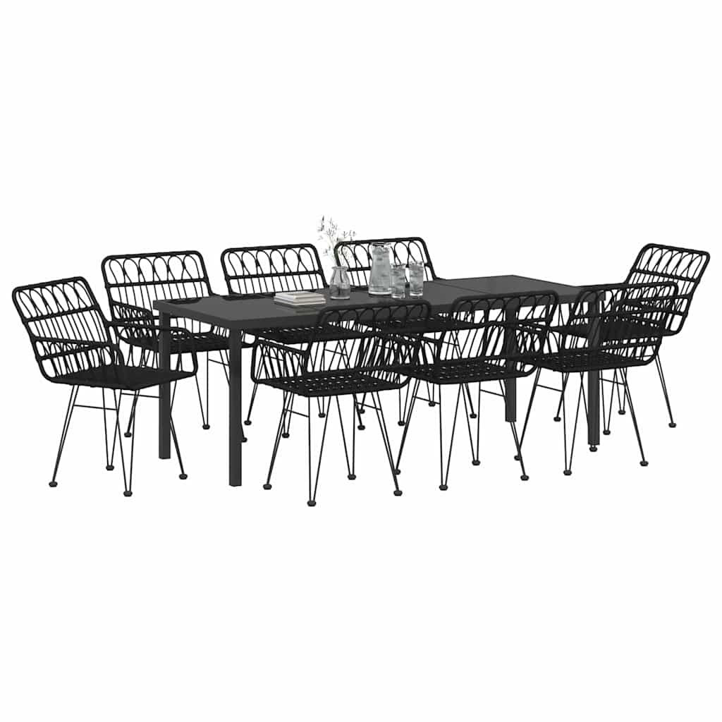 Ensemble de salle à manger pour jardin 9 pcs Noir - XIOS
