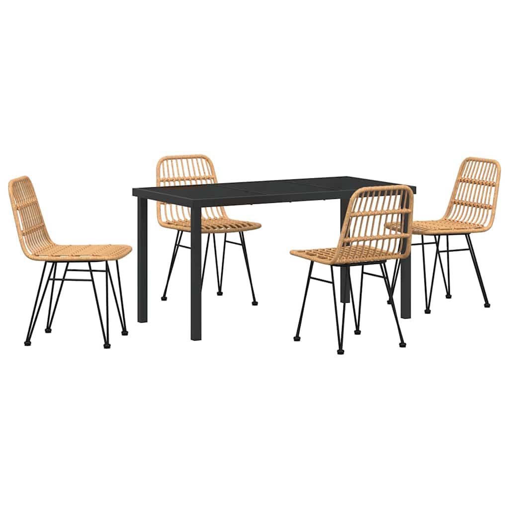 Ensemble de salle à manger pour jardin 5 pcs Marron - XIOS