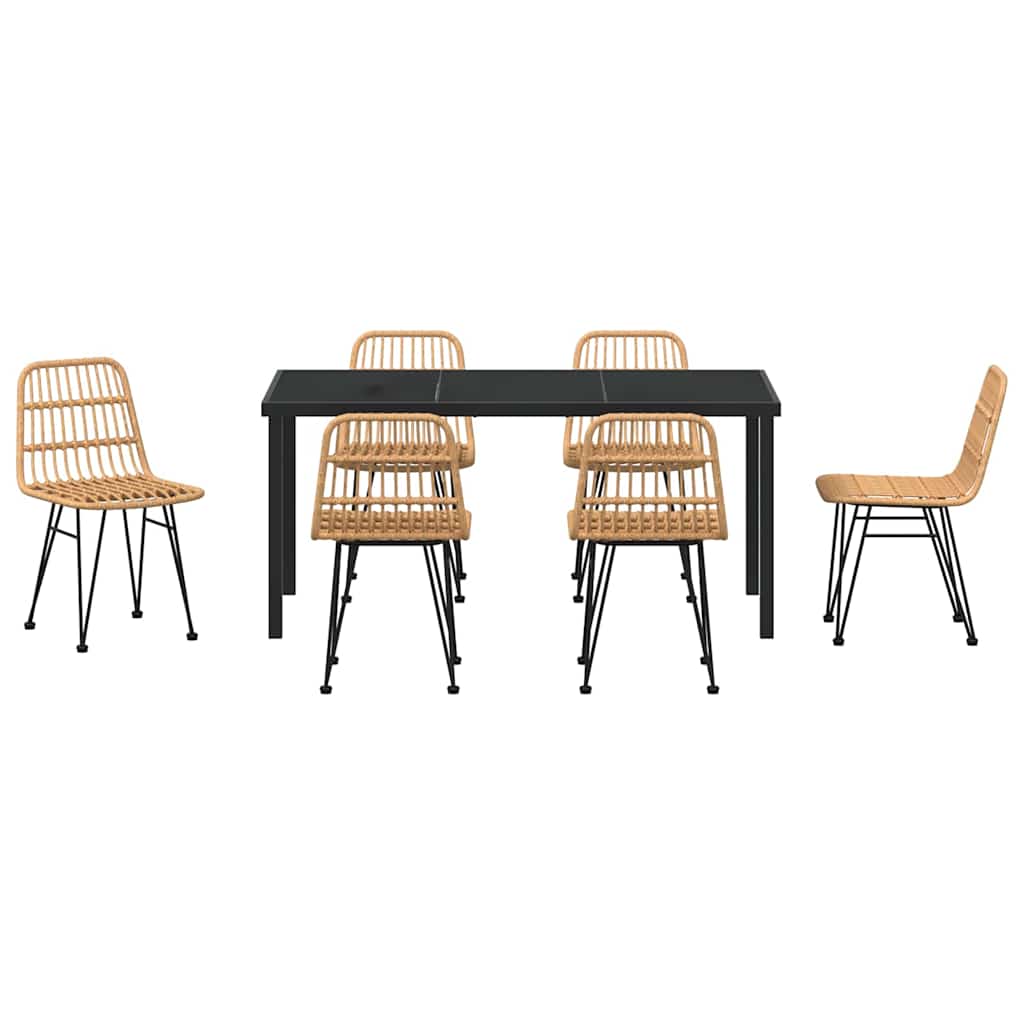 Ensemble de salle à manger pour jardin 7 pcs Marron - XIOS
