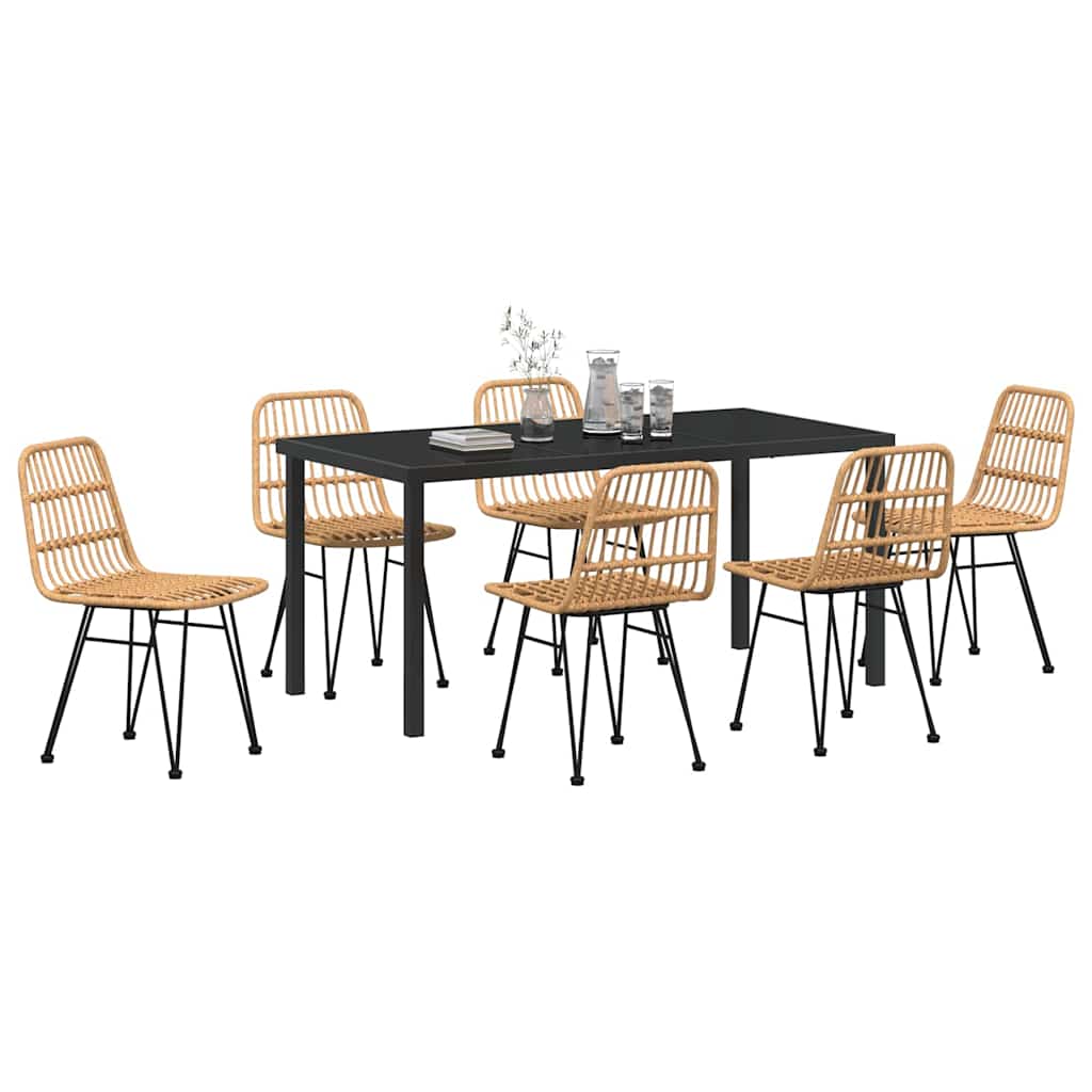 Ensemble de salle à manger pour jardin 7 pcs Marron - XIOS