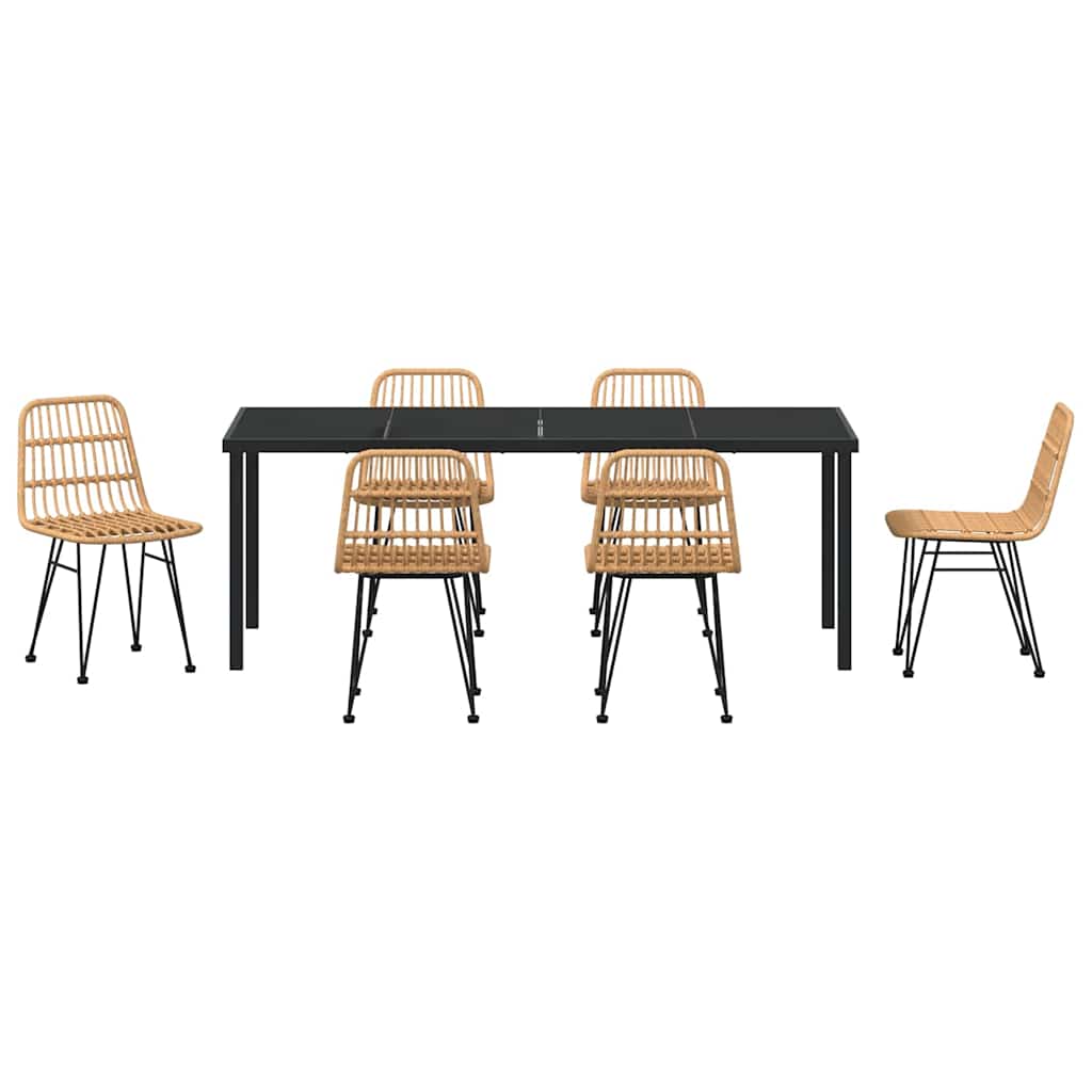 Ensemble de salle à manger pour jardin 7 pcs Marron - XIOS