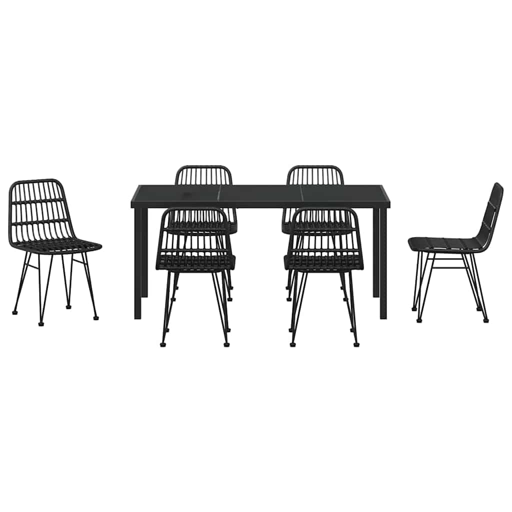 Ensemble de salle à manger pour jardin 7 pcs Noir - XIOS