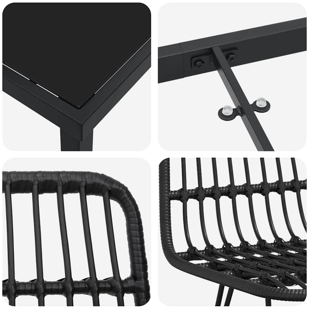 Ensemble de salle à manger pour jardin 7 pcs Noir - XIOS