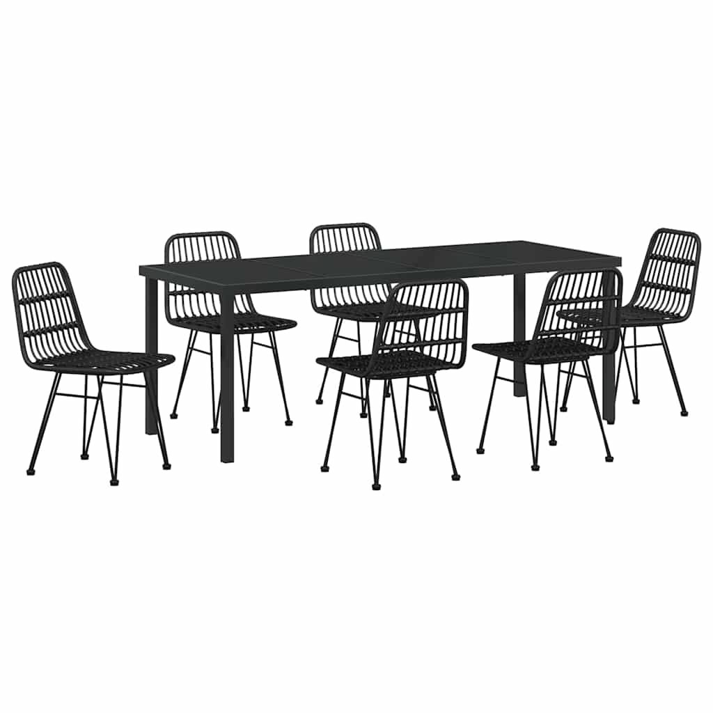 Ensemble de salle à manger pour jardin 7 pcs Noir - XIOS
