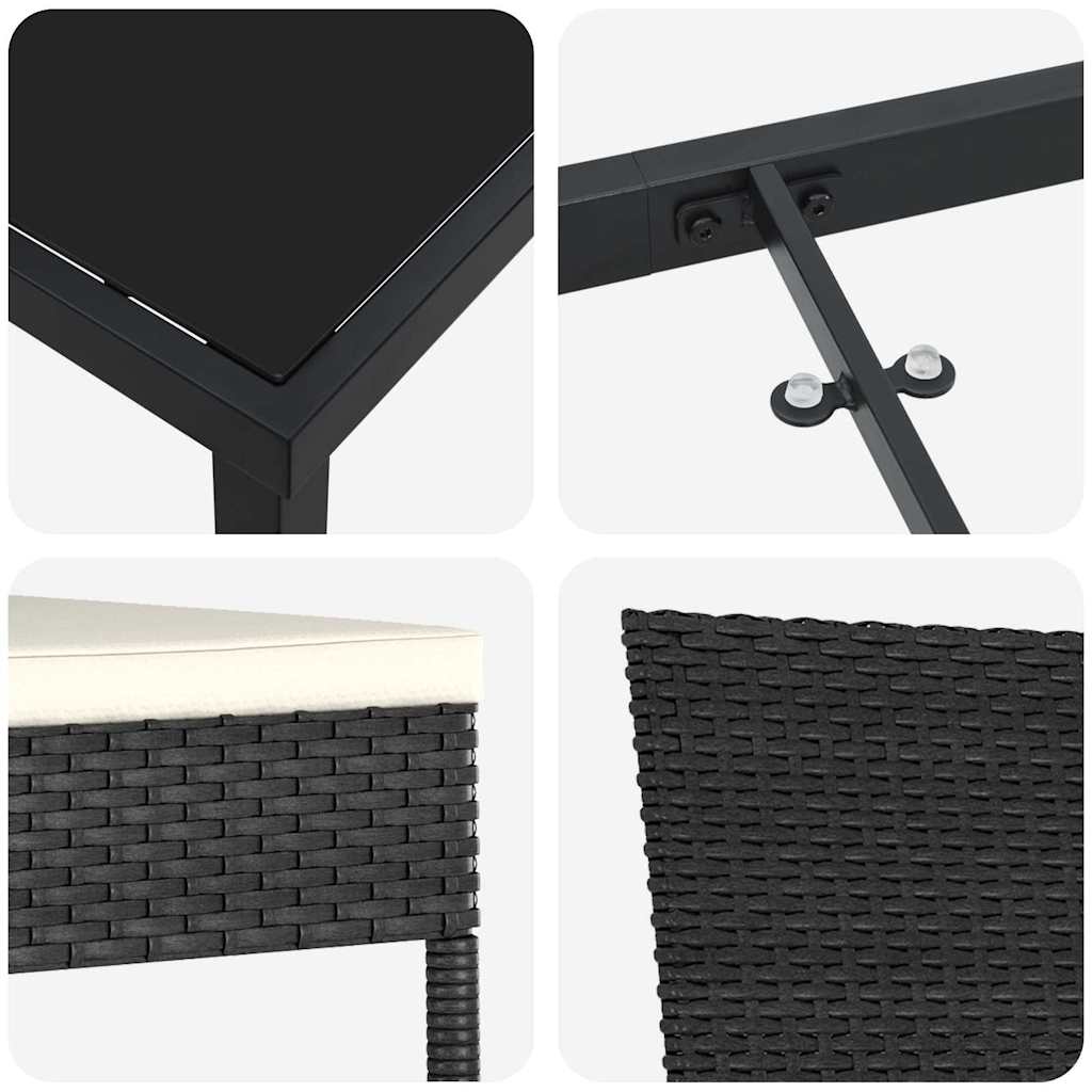 Ensemble de salle à manger pour jardin 5 pcs Noir - XIOS