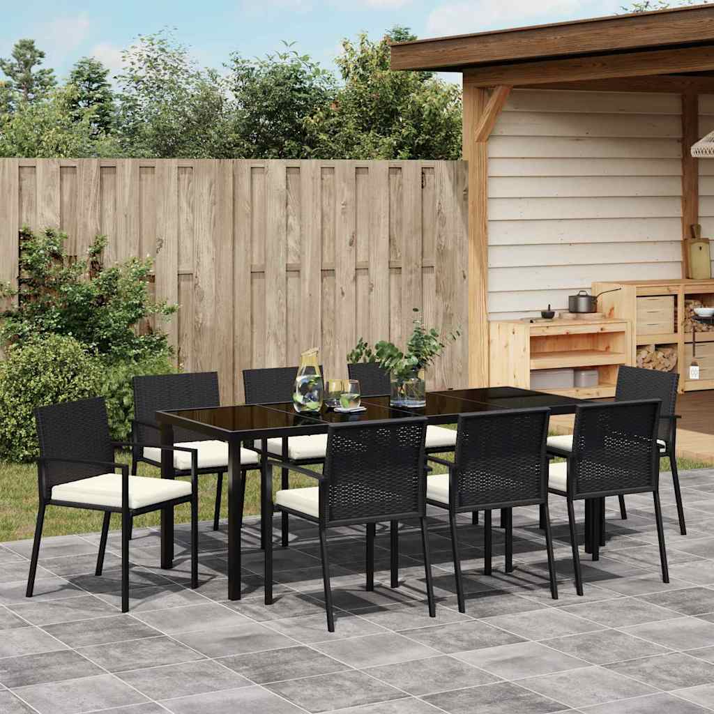 Ensemble de salle à manger pour jardin 9 pcs Noir - XIOS