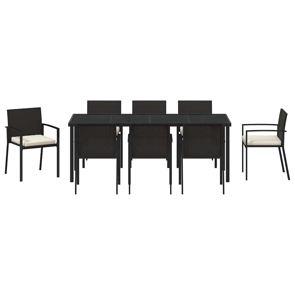 Ensemble de salle à manger pour jardin 9 pcs Noir - XIOS