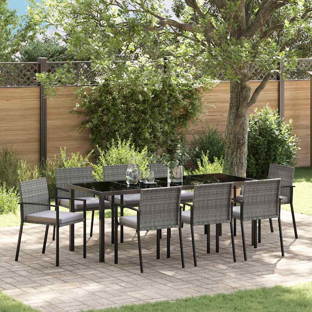 Ensemble de salle à manger pour jardin 9 pcs Gris - XIOS