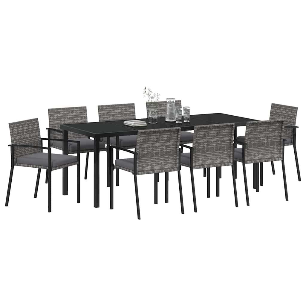 Ensemble de salle à manger pour jardin 9 pcs Gris - XIOS
