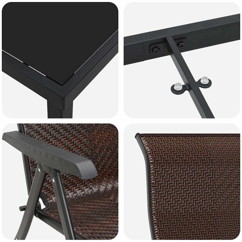 Ensemble de salle à manger pour jardin 5 pcs Marron - XIOS