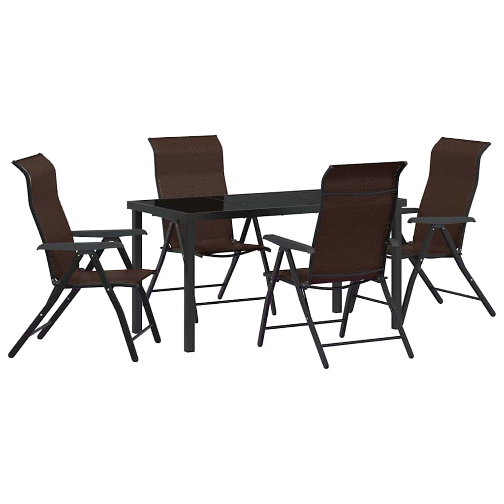 Ensemble de salle à manger pour jardin 5 pcs Marron - XIOS