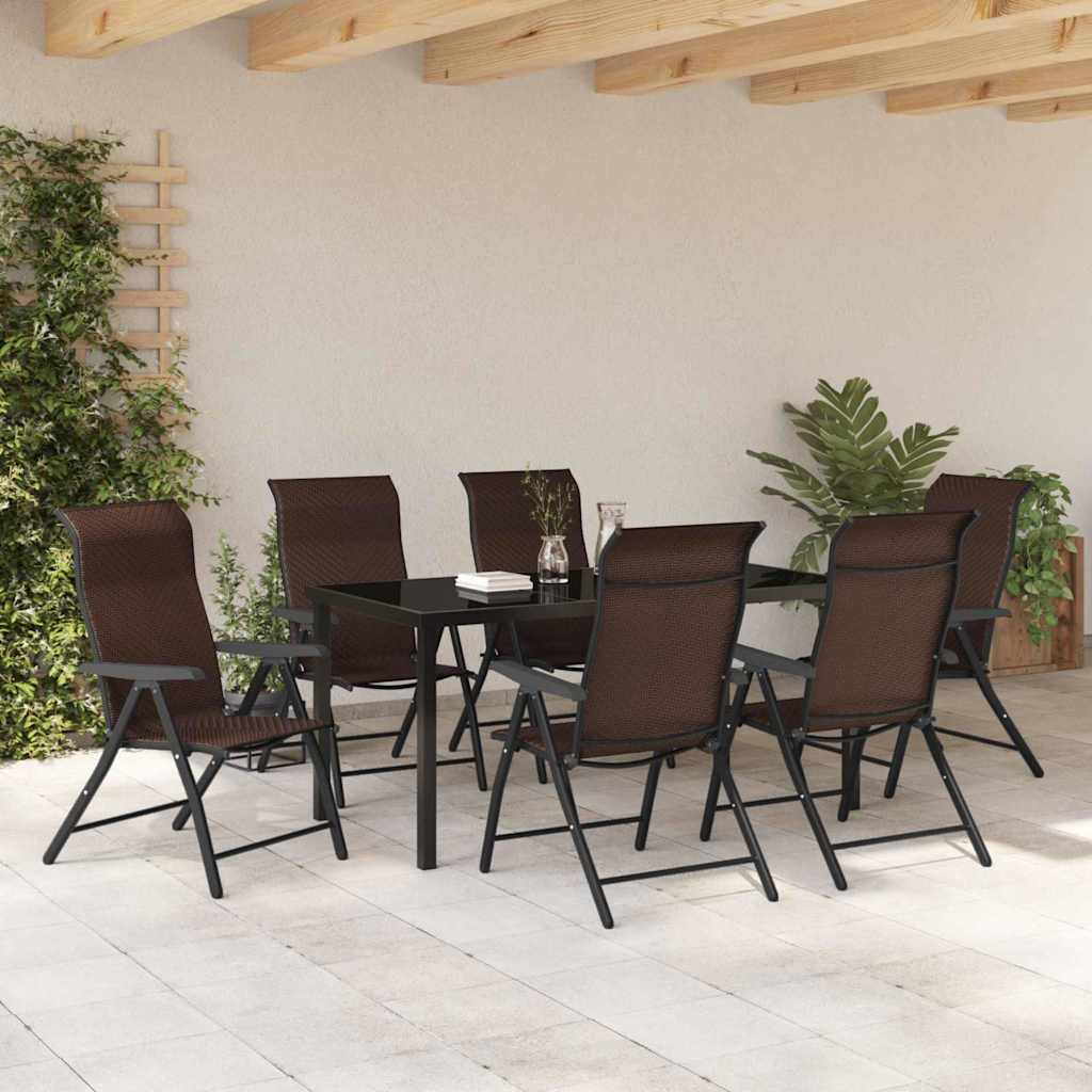 Ensemble de salle à manger pour jardin 7 pcs Marron - XIOS