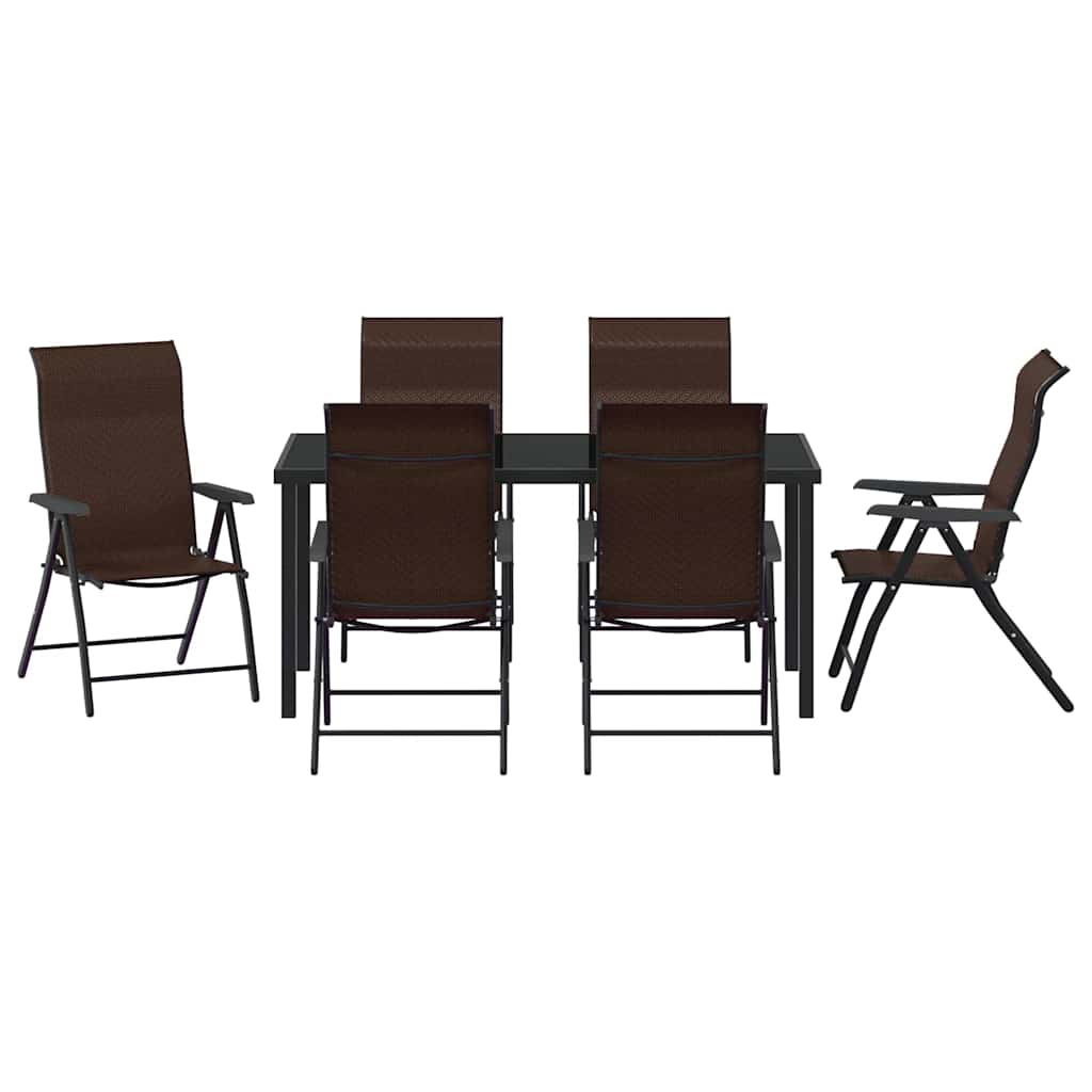 Ensemble de salle à manger pour jardin 7 pcs Marron - XIOS