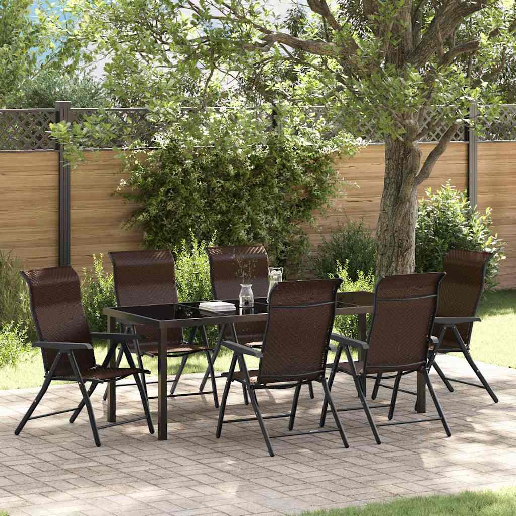 Ensemble de salle à manger pour jardin 7 pcs Marron - XIOS