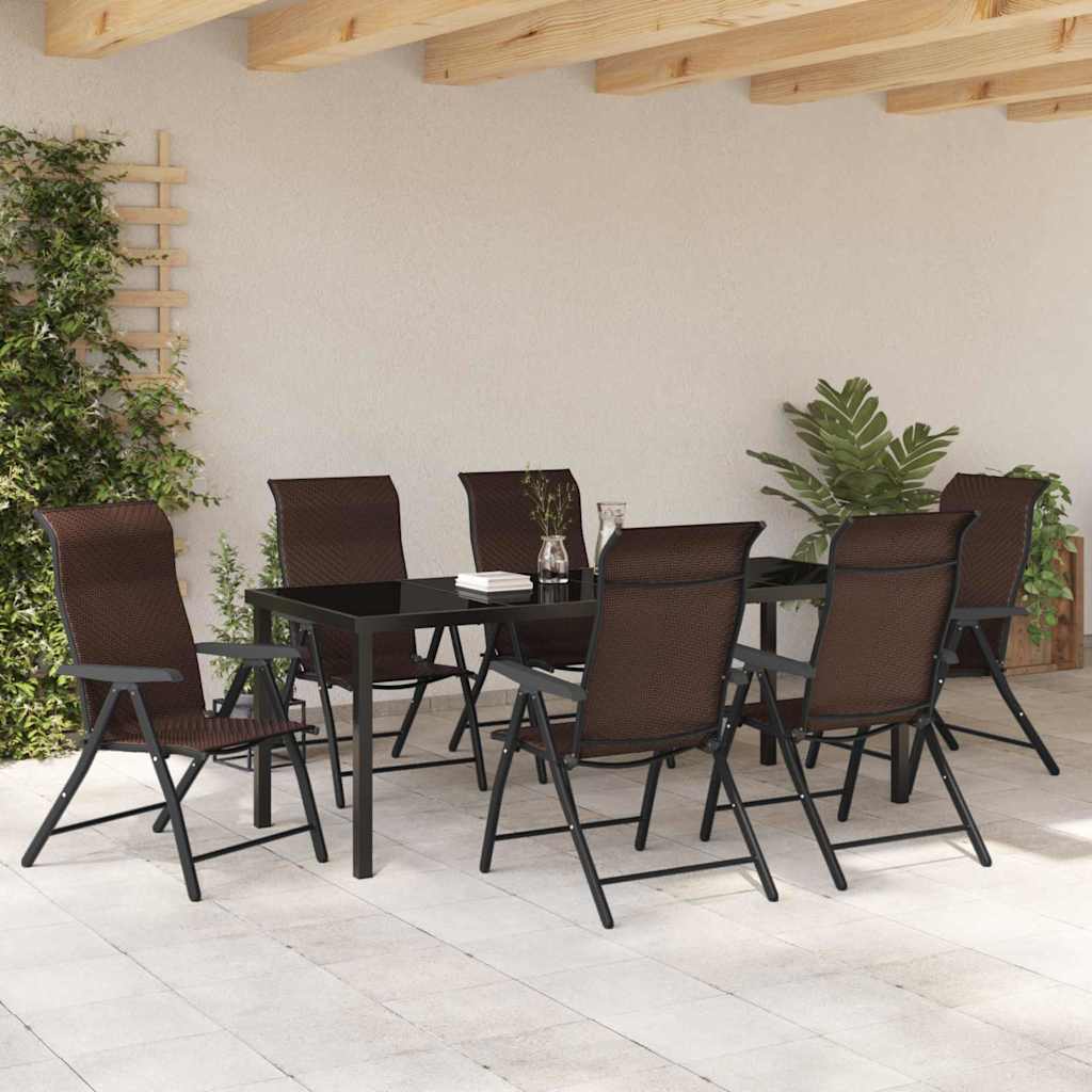 Ensemble de salle à manger pour jardin 7 pcs Marron - XIOS