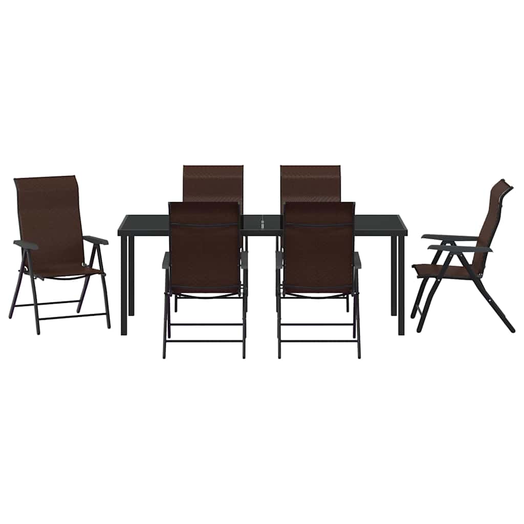 Ensemble de salle à manger pour jardin 7 pcs Marron - XIOS
