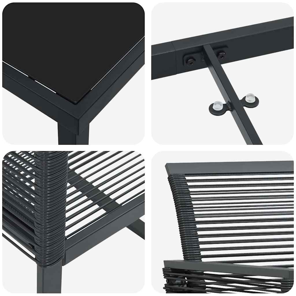 Ensemble de salle à manger pour jardin 5 pcs Noir - XIOS