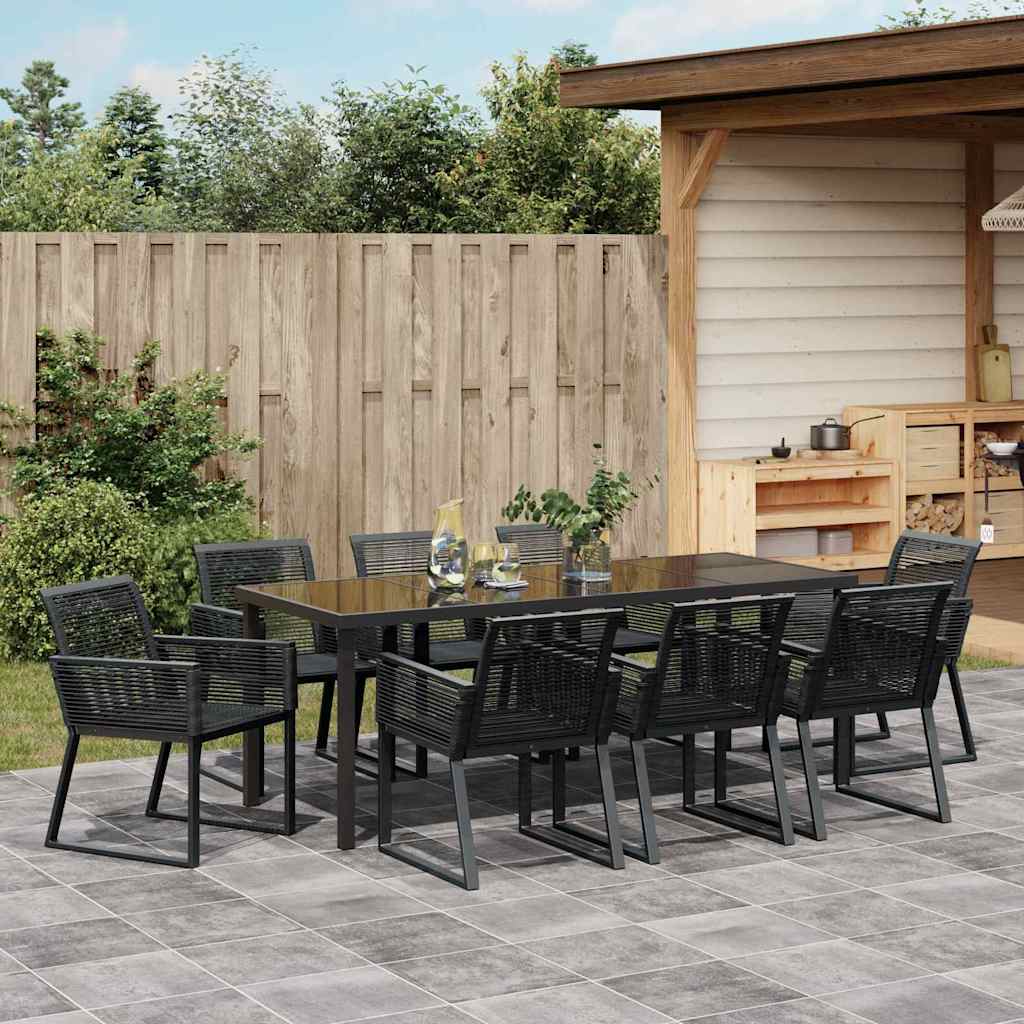 Ensemble de salle à manger pour jardin 9 pcs Noir - XIOS