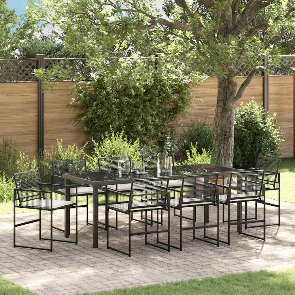 Ensemble de salle à manger pour jardin 9 pcs Noir polyrotin - XIOS