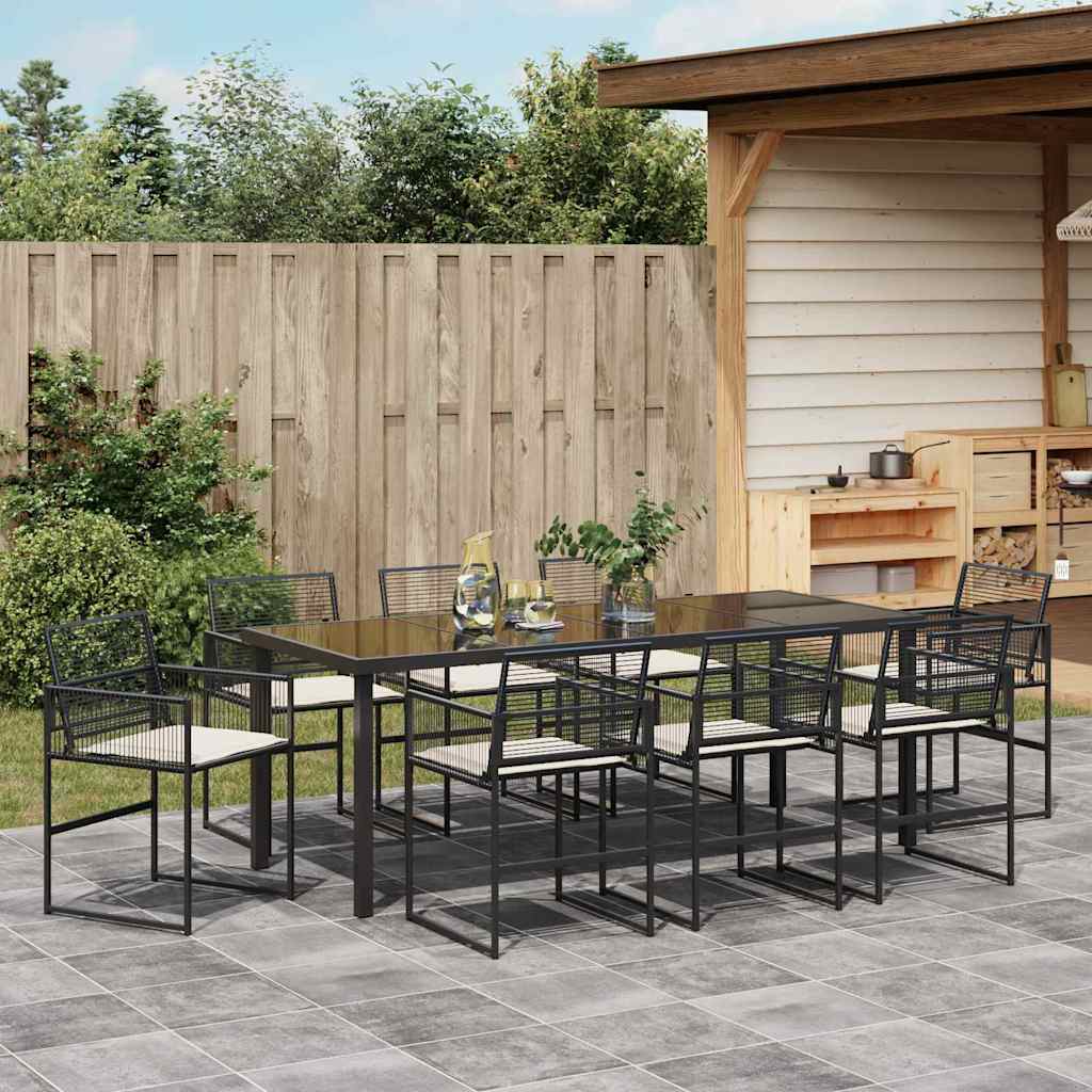 Ensemble de salle à manger pour jardin 9 pcs Noir polyrotin - XIOS