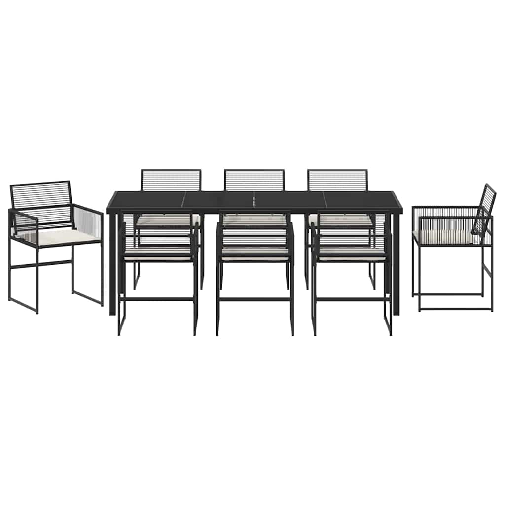 Ensemble de salle à manger pour jardin 9 pcs Noir polyrotin - XIOS