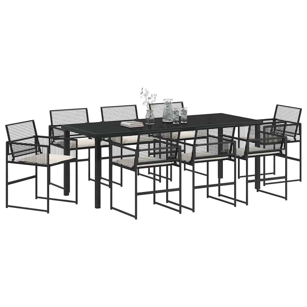 Ensemble de salle à manger pour jardin 9 pcs Noir polyrotin - XIOS