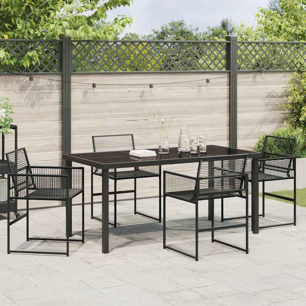 Ensemble de salle à manger pour jardin 5 pcs Noir polyrotin - XIOS