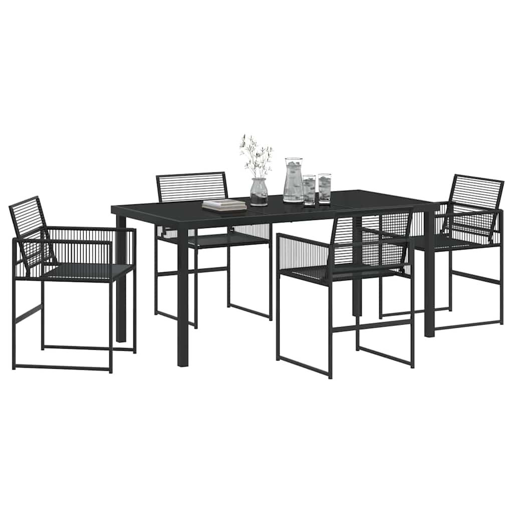 Ensemble de salle à manger pour jardin 5 pcs Noir polyrotin - XIOS