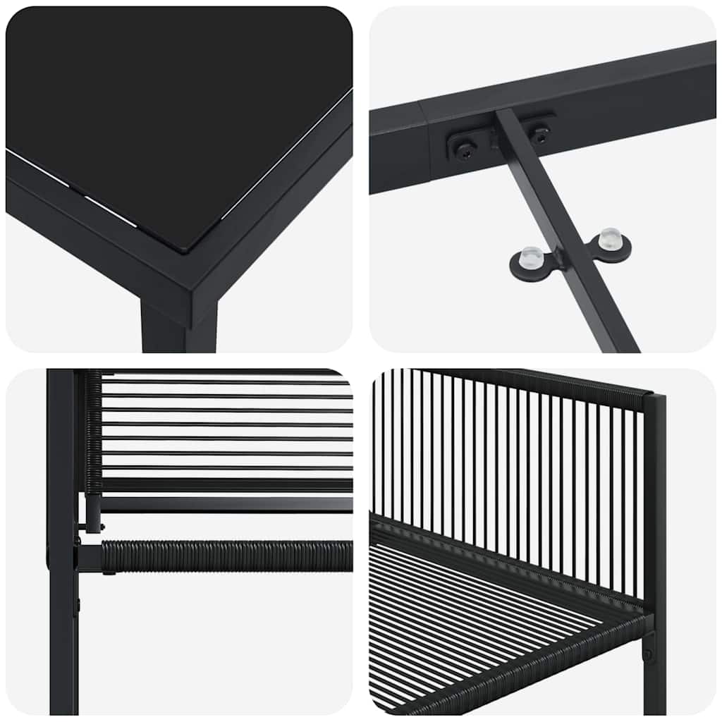 Ensemble de salle à manger pour jardin 9 pcs Noir polyrotin - XIOS