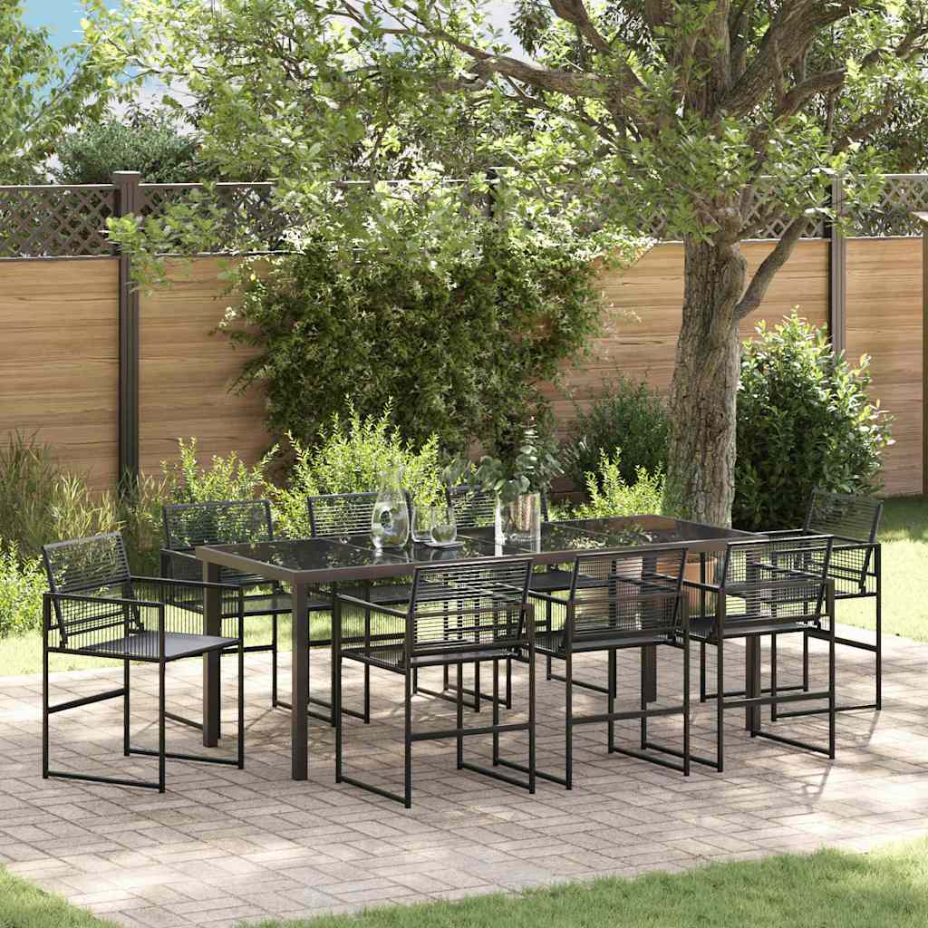 Ensemble de salle à manger pour jardin 9 pcs Noir polyrotin - XIOS