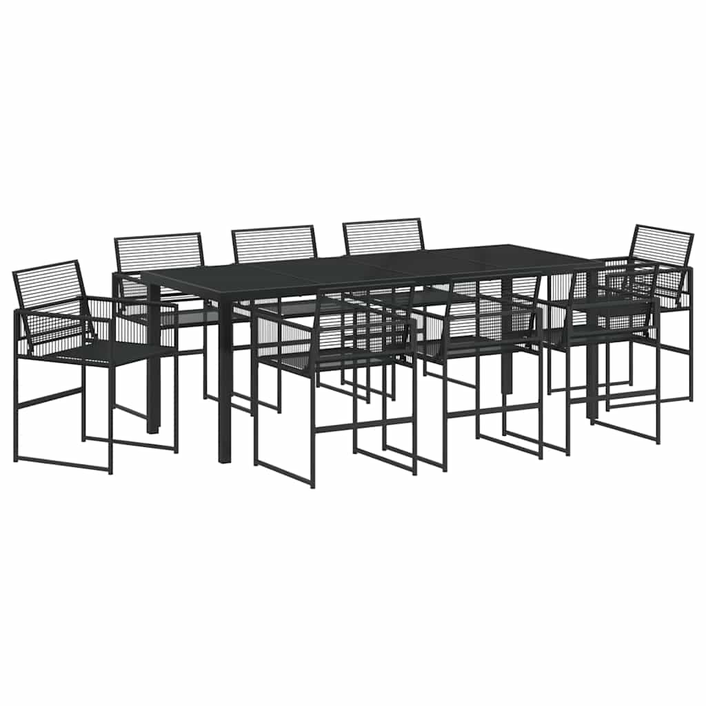Ensemble de salle à manger pour jardin 9 pcs Noir polyrotin - XIOS