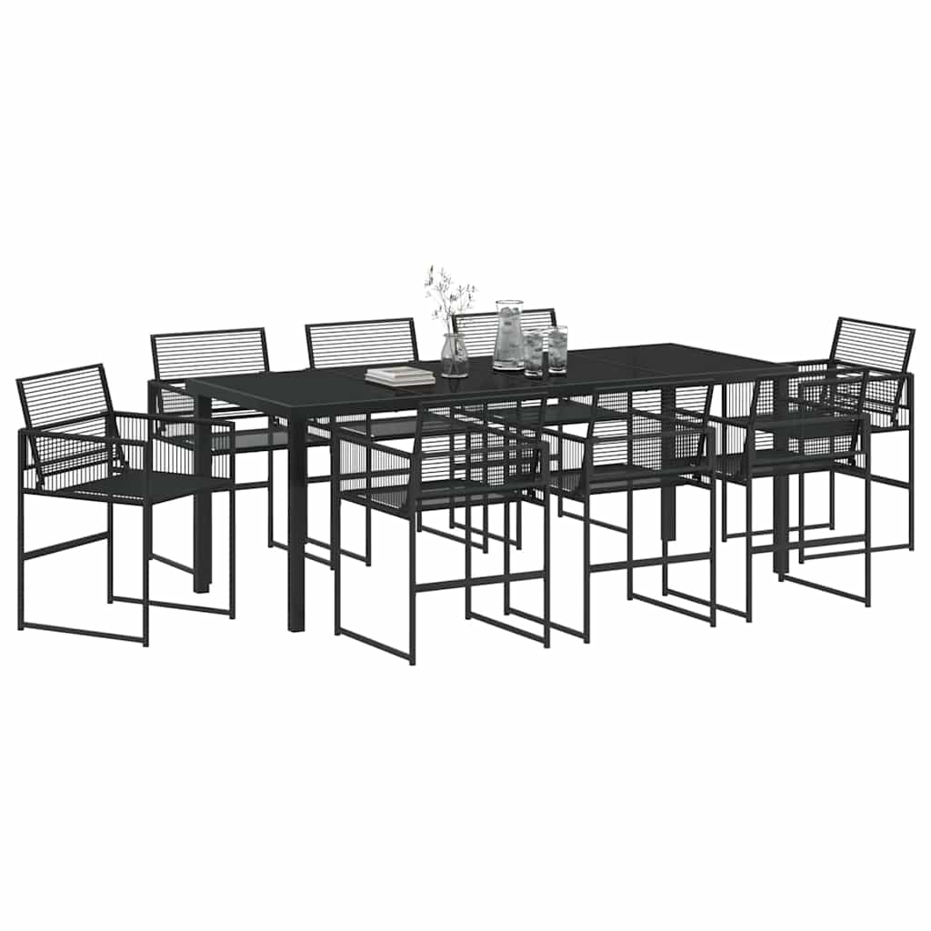 Ensemble de salle à manger pour jardin 9 pcs Noir polyrotin - XIOS