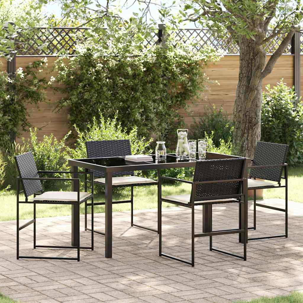 Ensemble de salle à manger pour jardin 5 pcs Noir et Crème - XIOS