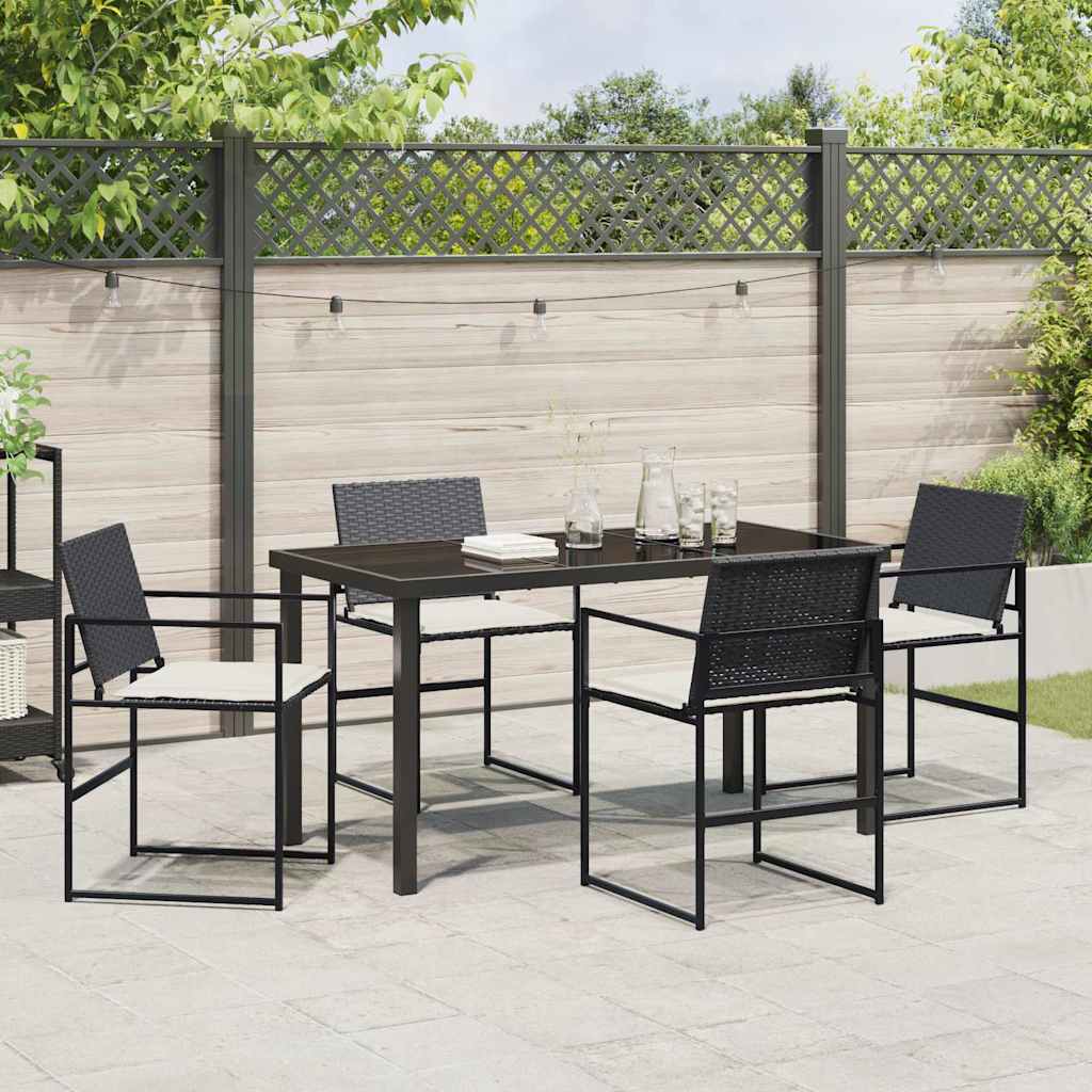 Ensemble de salle à manger pour jardin 5 pcs Noir et Crème - XIOS